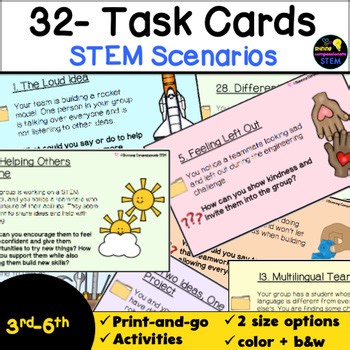 STEM Problem-Solving Scenario Theme Task Cards Classroom Community Activities