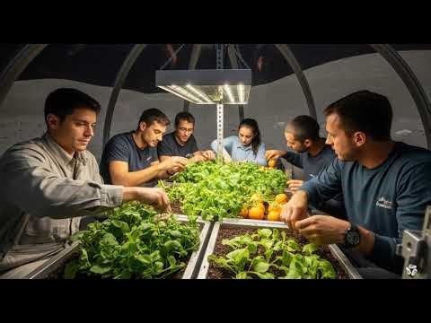 Lunar Pioneers are growing vegetables.