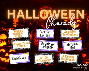 Halloween Charades Printable, 144 Act or Draw Pictionary Halloween Game Cards