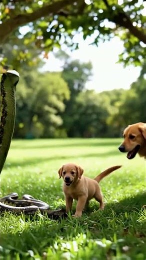 Python Attacks Puppy #AnimalRescue #MotherDogHero #PythonAttack #shortsfeed