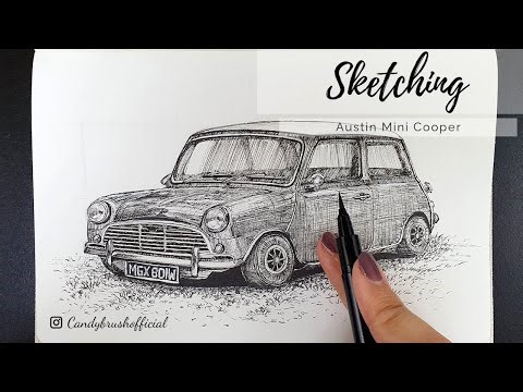 Pen & Ink Drawing #40 | Sketching A Vintage Car | Austin Mini Cooper