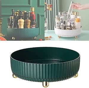 Rotating Storage Rack, Lazy Susans Organizer Rotating Spice Rack Turntable Cabinet Organizer Kitchen Storage Cosmetic Makeup Organizers Pantry Refrigerator Countertop Organization (Large, Green)