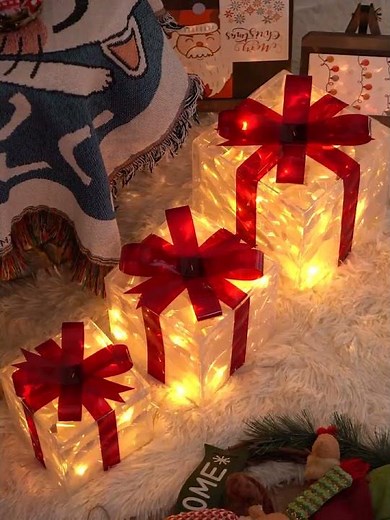Set of 3 Christmas LED Gift Boxes – Decor That Lights Up Your Holidays!