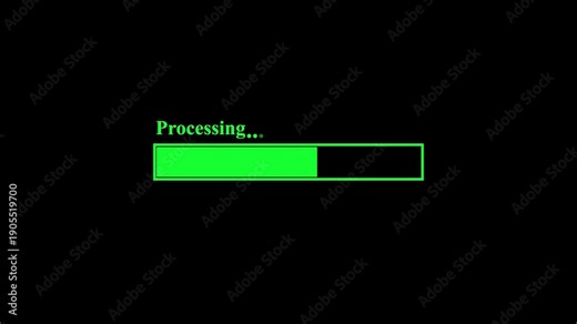 Abstract Processing bar animation shows loading status while processing data in a clear interface on a screen. 4k animation.