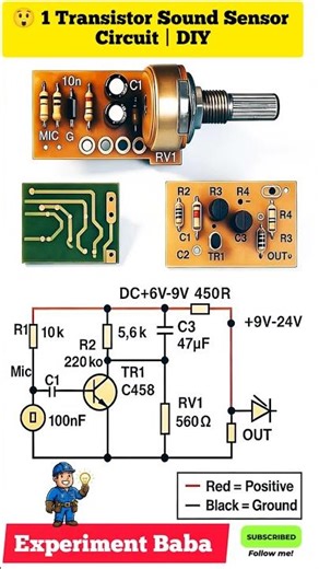 😲 1 Transistor Sound Sensor Circuit | DIY