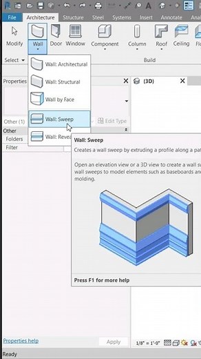 How to create "Wall Sweep" in Revit ?#shorts #revit #architecture #tutorial