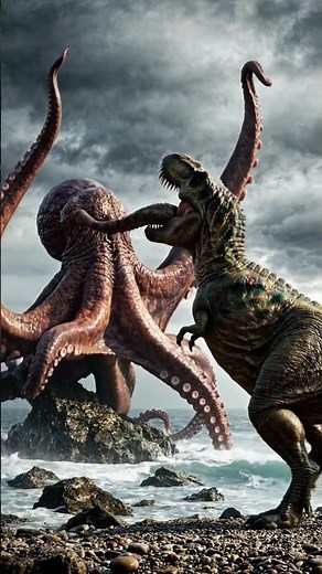 Octopus and Dinosaur 😱#cartoon #animation #octopus #dinosaurs #dinosaurs