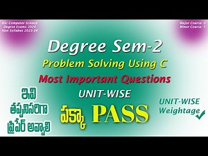 Degree Semester 2 - Problem Solving Using C Most Important Questions UNIT-WISE Weightage UGExams2025