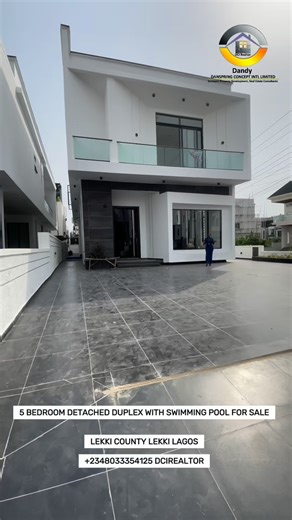 Danspring Concepts Int Ltd on Instagram: "FOR SALE!!!) 5 BEDROOM DETACHED HOUSE WITH SWIMMING POOL , Location: Megamound ,Lekki county, Lagos🇳🇬 Price: N600 Million Asking Title Global C of O & Building Approval N.B Watch home tour next post Features: 420 Sqm New Contemporary Design All Ensuite Rooms Fully Fitted Kitchen Pantry (kitchen store) Double Volume Ceiling Dining Area Swimming pool Bluetooth Speakers Spacious Living Area Spacious rooms Spacious Family Lounge Swimming Pool Pendant Light