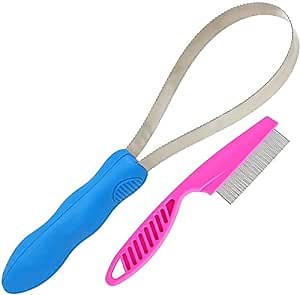 Shedding Blade for Dogs, Dual-Sided Dog Shedding Tool with Loop for Horse Large Dog De-shedding and Grooming