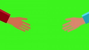 Handshake animation, hands on green screen, flat vector animation