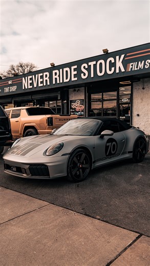 The 911 Spirit 70. Protected in gorgeous style by Never Ride Stock. • XPEL Windshield Protection Film • XPEL XR Plus Nanoceramic Window Film • XPEL STEALTH Paint Protection Film | NRS Window Tinting, Paint Protection Film & Vinyl Wrapping