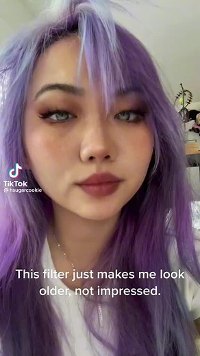 Long Purple Hair Transformation With a Flattering Filter