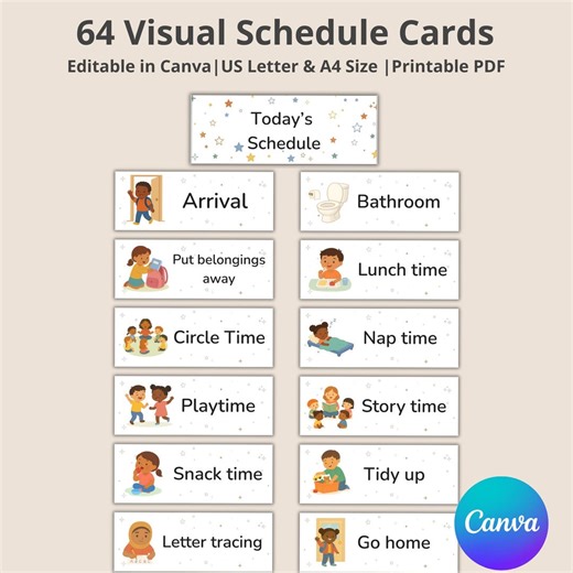 Printable Daily Schedule Cards for Daycares, Preschools & Childcare Centers | Editable Visual Routine Cards | Classroom Organization - Etsy