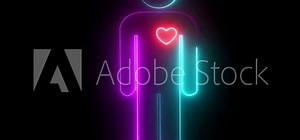 Animated linear symbol of person. Looped video of beating heart. People magenta icon. Heart pounding