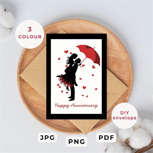 Printable Anniversary Love Card, Folded Minimal Greetings With FREE DIY Envelope, Romantic Intimate Couple Gift, Instant Digital Download - Etsy