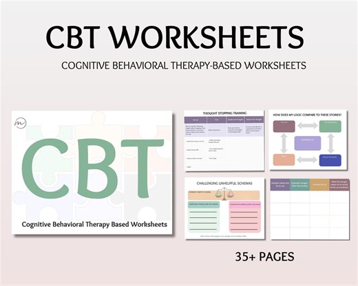 CBT Workbook PDF | Cognitive Behavioral Therapy Worksheets | Anxiety, OCD & Thought Challenging Tools | Therapy Printable (39 Pages) - Etsy