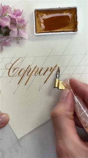 Writing "Copperplate" with Copper Watercolor