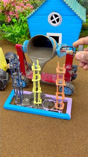 🔥 Mini Construction Secrets | Strong Cement Pillar by Tiny Tractor #shorts