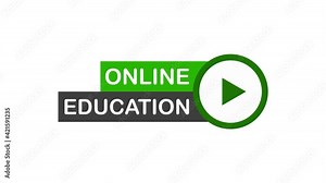Online education Icon, flat design style with red play button. Motion graphics.