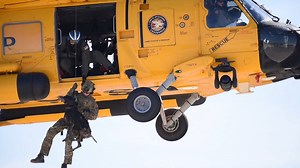89K views · 6.7K reactions | Watch out for the flying dog! Watch as this pup is hoisted into a helicopter during U.S. Coast Guard maritime security response training. This gives handlers and their working dogs a chance to acclimate to being hoisted into and out of a helicopter in dynamic conditions. #KnowYourMil #DogwithJobs | U.S. Department of War | Facebook