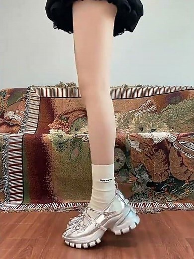 Platform Matte Silver Mary Jane Sneakers