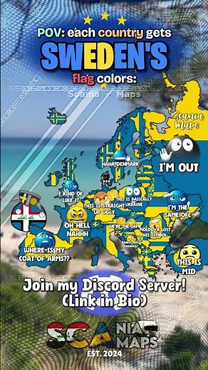 Pov every country gets Sweden’s colours 🇸🇪 | #mapping #map #mapguide #geography #geoportal #europe