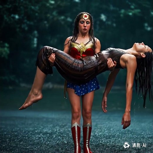 一个好心人横抱着女人走着并将女人放在了地上 6