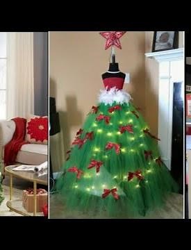 How To Make Christmas Tree Dress,Christmas Dress Idea,Diy Mannequin Dress