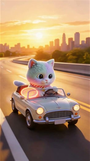 A cute cat with glowing frisbee! #shorts #cat #cutecat #animation