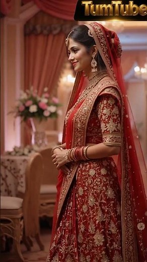 Shy Newly Married Indian Bride in Red Saree | Elegant Wedding Fashion Video 2025