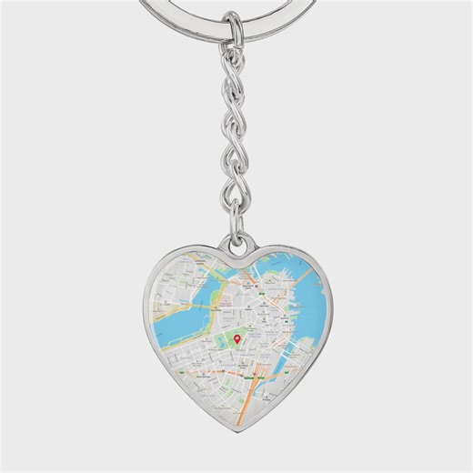 Personalized Map Engraved Heart Keychains - Etsy