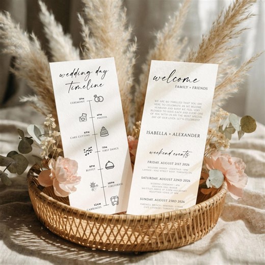 Minimalist Wedding Program, Winter Wedding, Order of Service, Boho Wedding Program, Modern Wedding Program, Editable Template, WP14 - Etsy