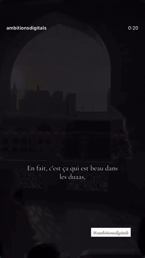 Parfois, on oublie la beauté des du‘aas 🤲✨ On croit que tout se joue dans la réponse… alors qu’en réalité, tout se joue dans la façon dont tu lèves les mains 🙌 Quand ton cœur parle avant ta langue 💛 Quand tu demandes avec sincérité 🤍, avec tawakkul 🌿, avec la certitude qu’Allah entend même ce que tu n’arrives pas à formuler 🤍🤍 Tu fais ta part. Tu demandes 🤲 Et ensuite, tu lâches prise 🌸 Tu laisses le « quand » ⏳, le « comment » 🕊️, le « pourquoi » ❓ entre les mains d’Allah 🤍 Ce n’est 