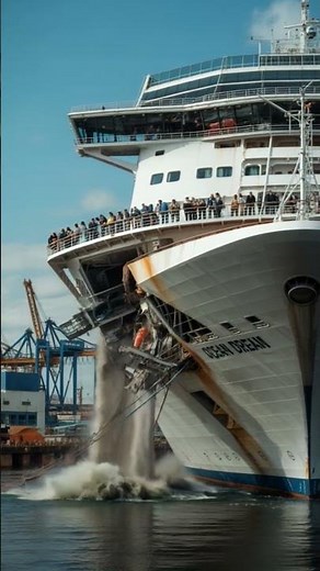 Cruise Ship COLLIDES with Cargo Vessel 🛳️ Passengers in PANIC! 😱#shorts #crash #viralvideo #ship