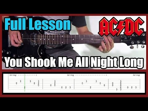 AC/DC YOU SHOOK ME ALL NIGHT LONG FULL LESSON WITH TABS | Rhythm guitar and solo
