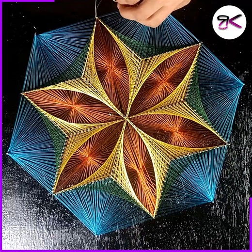 6.3K views · 37 reactions | Easy and Beautiful Pattern Making Using Colorful Threads 淋✨ #diy #pattern_making #art_with_threads | RusticKraft | Facebook