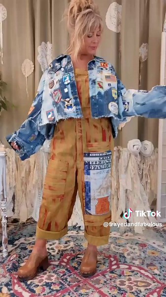 This full tutorial is on my YouTube channel: tmyers handmade (link is in my bio). #jeanjacket #jeanjackets #upcycleddenim #lace #vintage #patches #art #bohochic #bohooutfit #bohostyle #lagenlook #ecleticoutfit