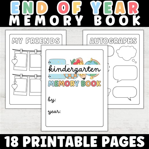 End of the Year Memory Book for Preschool, Kindergarten | Printable End of Year Memory Book for Students, End of the Year Memory for Pre-k - Etsy