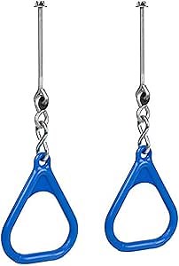Swing Set Stuff Inc. Trapeze Rings (Blue) with Swing Hangers and SSS Logo Sticker