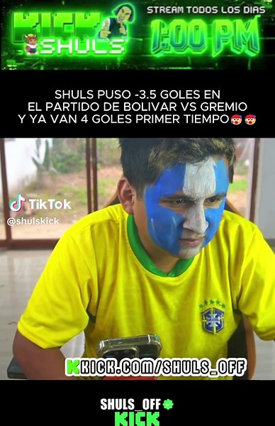 Shuls puso menos -3.5 goles en partido de bolivar vs gremio y ya van 4 goles primer tiempo🥵🥵 #shuls #kick #bolivar #gremio #sudamerica