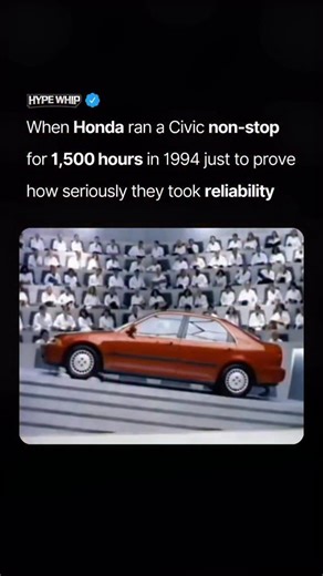 HYPEWHIP on Instagram: "Would your car last? 😳 To prove their new VTEC engines were virtually indestructible, Honda famously ran a 1994 Civic non-stop for two full months. This grueling 1,500-hour torture test demonstrated to the world that high-performance technology didn’t have to come at the cost of reliability. Do you think any modern car could survive a test like this today? What are your thoughts? 🤔💭 ( Media: Honda ) #cars #honda #civic"