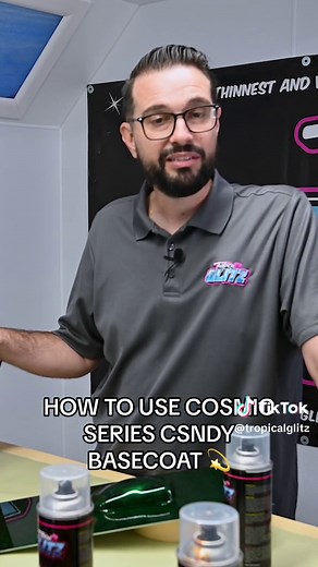 How to use our Cosmic Series Candy Basecoat paint 🔥 Check our our Youtube channel to watch the full video #fyp #customcolor #tutorial #howtouse #tropicalglitz #spraypaint #lowrider #automotivepaint