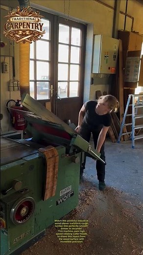 Industrial Wood Planer In Action! #woodworking #carpentry #woodshop