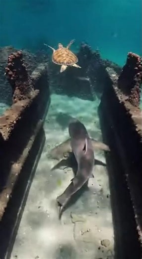 Shark Pursuit: Thrilling Chase with a Sea Turtle