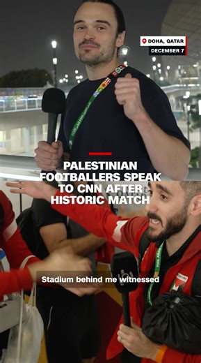 Players from the Palestinian national football team spoke to CNN after their historic qualification for the knockout stages of the Arab Cup. | CNN
