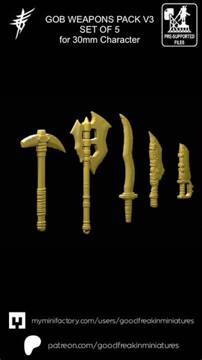 GOB WEAPONS PACK V3 - SET OF 5 - Available at MyMiniFactory Store