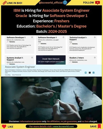 IBM & Oracle Hiring Freshers 2024–2025 Software Developer & System Engineer Jobs
