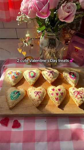 both so easy! I love how beautiful the heart poptarts look 💕 3 cute Valentines Day baking ideas - all easy and quick ✨❤️ i cannot get over how adorable the poptarts are! Save these for galentines parties or just for fun! Chocolate Bark: 3 @Lindt Chocolate USA chocolate bars sprinkles & hearts for toppings! heat the chocolate up for about 5 minutes, and then add toppings. I put them in the fridge to cool before breaking apart Heart poptarts - inspired by @Hart and Flora Shop : 1 @Pillsbury pie c