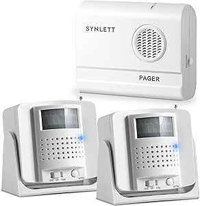 Bed Alarm Caregiver Pager with 2 Wireless Motion Sensors Alarm Indoor Fall Prevention for Elderly Monitoring Seniors Dementia Patients Seniors Home Door Chime